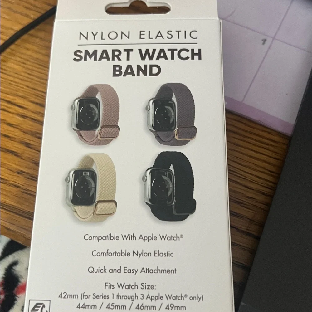 Nylon Elastic Smartwatch Band 4-Pack - Rose Gold and Purple